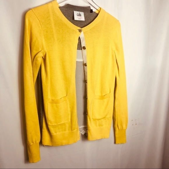 CAbi yellow/gray belle cardigan 536 - Picture 1 of 3